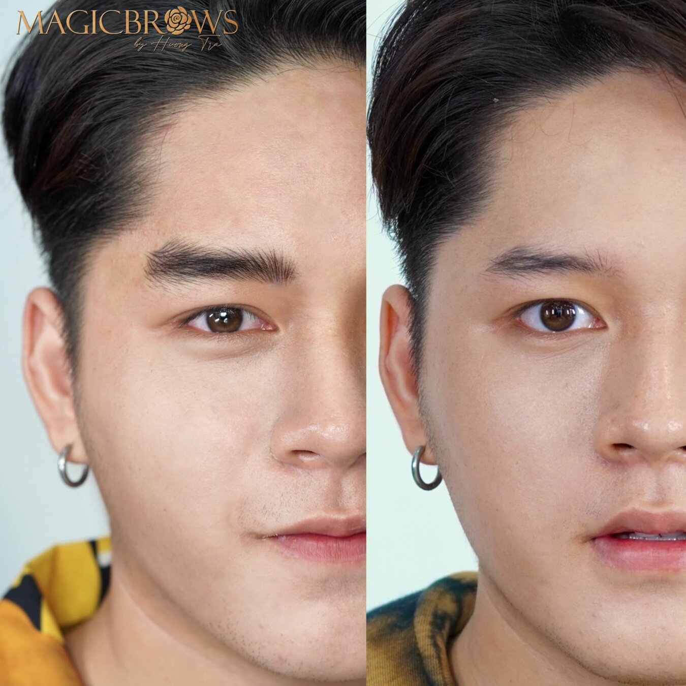 Top các mẫu điêu khắc chân mày Hairstroke được nhiều khách hàng lựa chọn 2021 từ Hương Trà Beauty 9 Chân mày điêu khắc Hairstroke dáng châu Á cho nam