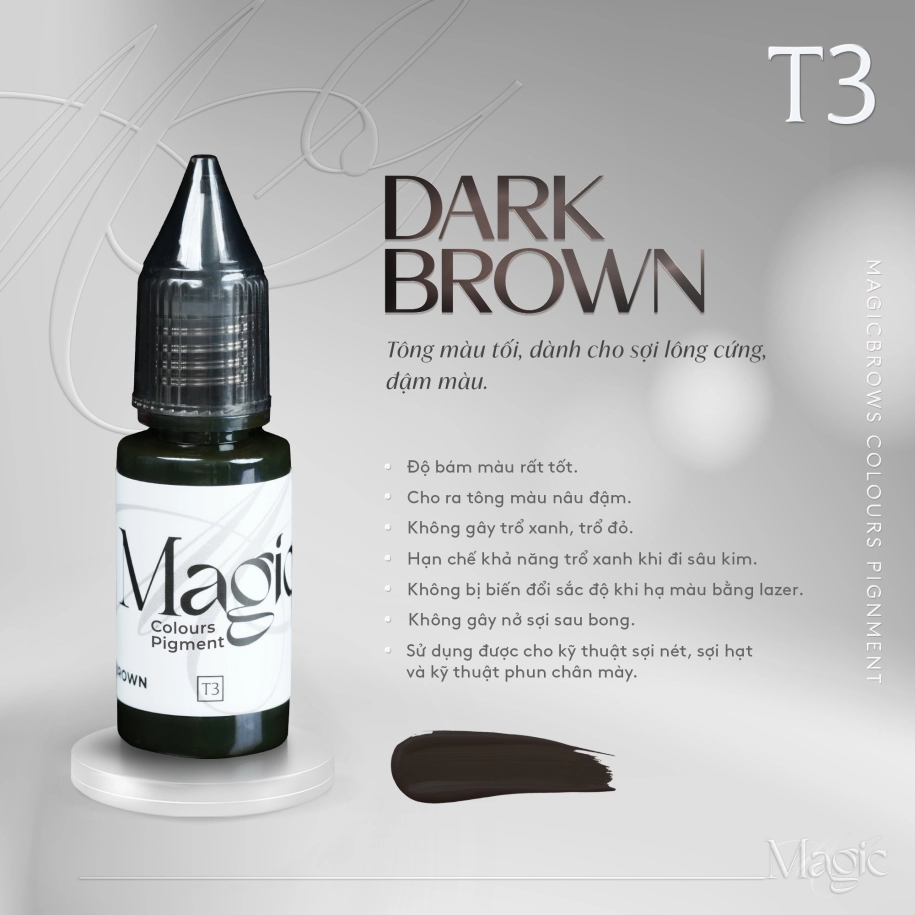 Mực phun xăm điêu khắc chân mày Magic Colour Pigment (màu Dark Brown) – 10ml